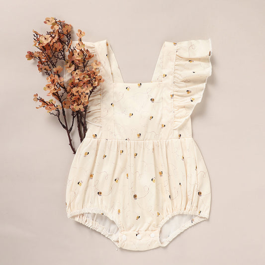 Baby Girl Bee Romper 1st Birthday Outfit Infant Bubble Romper