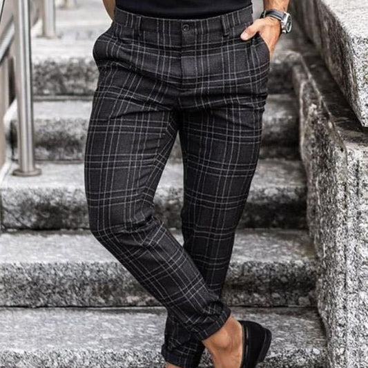 Men’s Plaid Print Casual Trousers
