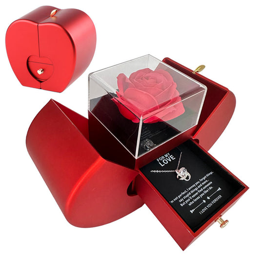 Red Apple Jewelry Box – Eternal Rose Gift for Women