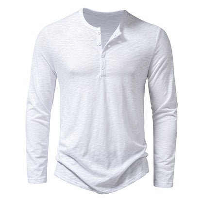 Men’s Solid Color Long Sleeve T-Shirt – Casual Pullover Top