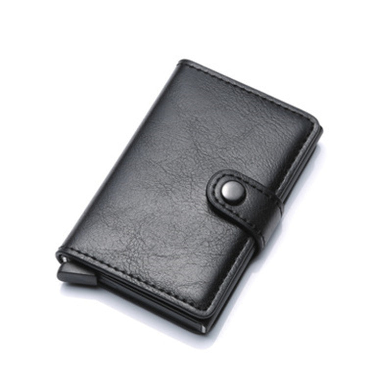 RFID Vintage Men’s Wallet – Aluminum Card Holder with Leather Cover