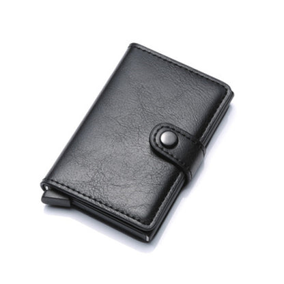 RFID Vintage Men’s Wallet – Aluminum Card Holder with Leather Cover