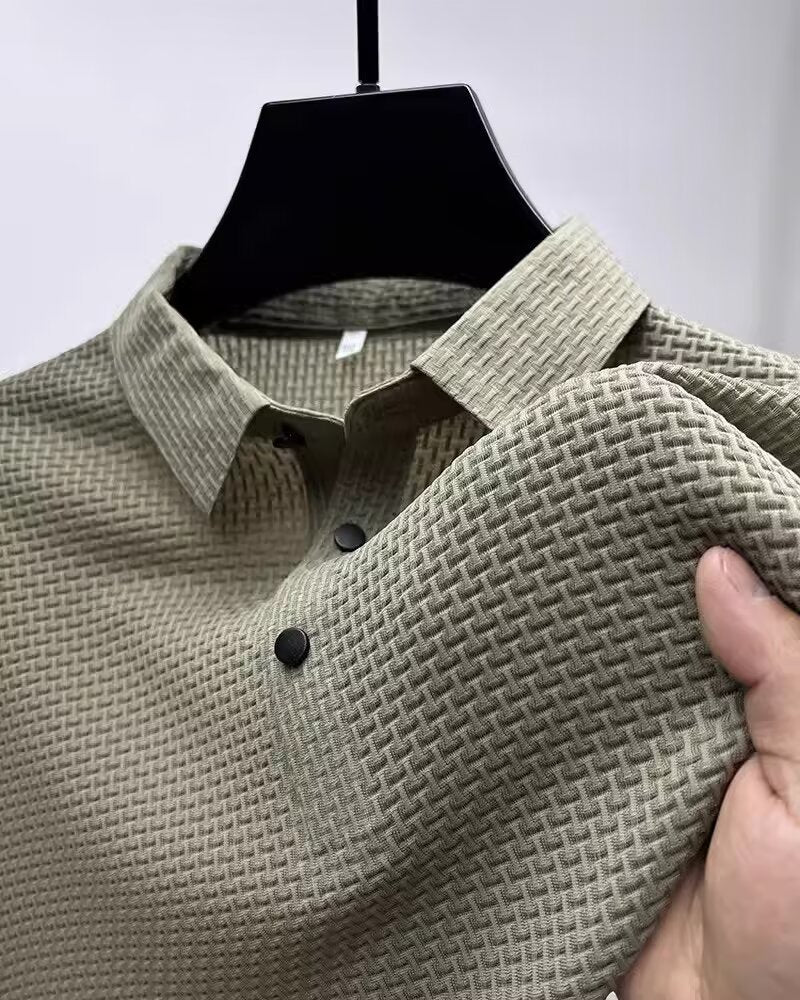 Men’s Short Sleeve Polo Shirt Business Casual Lapel T-Shirt