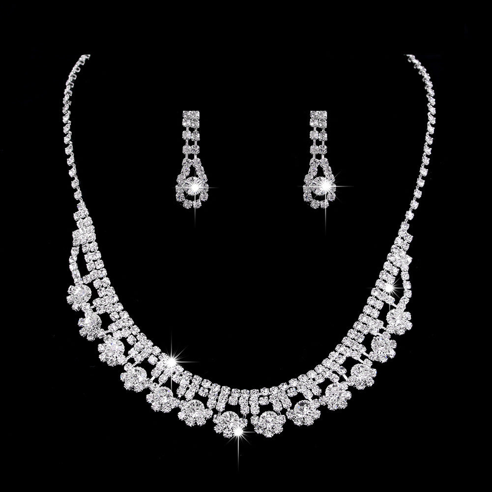 Rhinestone Zircon Water Drop Jewelry Set