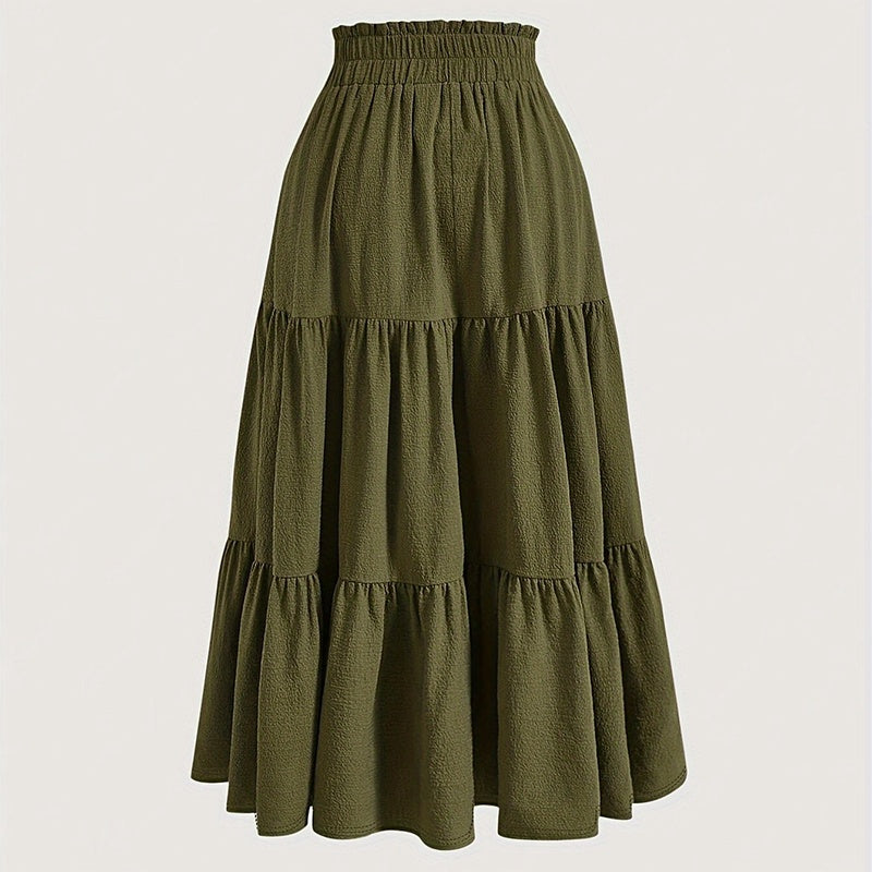 Women’s High-Waist Pleated Midi Skirt with Knot Detail