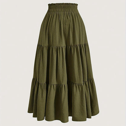 Women’s High-Waist Pleated Midi Skirt with Knot Detail