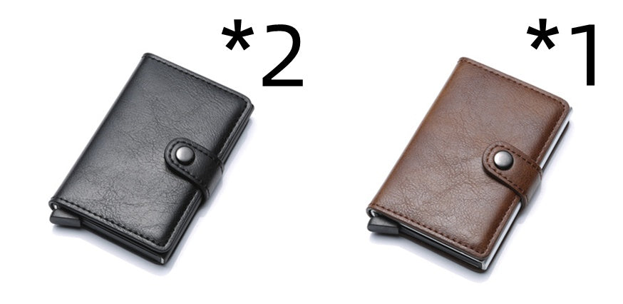 RFID Vintage Men’s Wallet – Aluminum Card Holder with Leather Cover