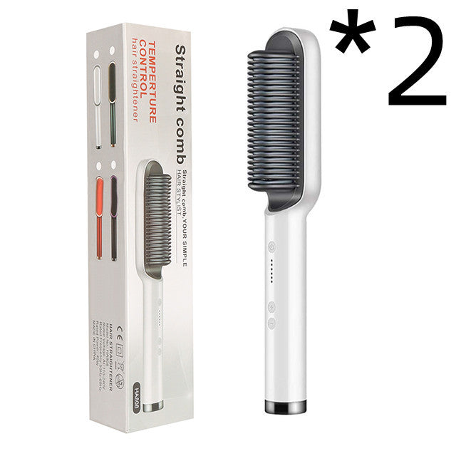 2-in-1 Hair Straightener & Curling Hot Comb – Electric Hair Brush