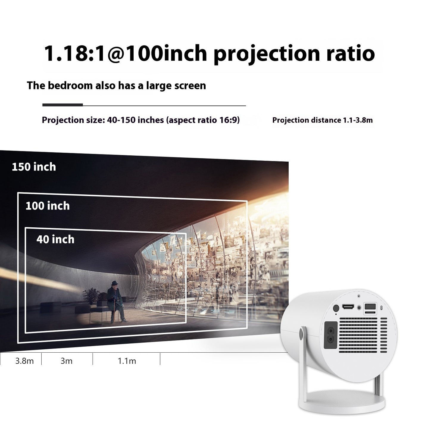 Portable Home Projector – Mini Video Projector with Auto Focus & 180° Projection Angle