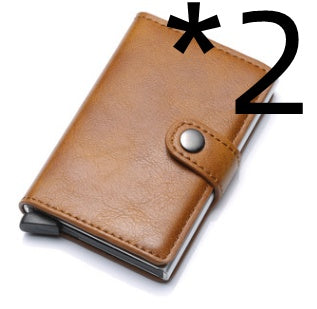 RFID Vintage Men’s Wallet – Aluminum Card Holder with Leather Cover