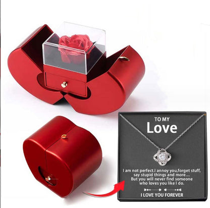 Red Apple Jewelry Box – Eternal Rose Gift for Women