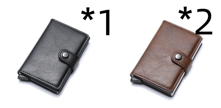 RFID Vintage Men’s Wallet – Aluminum Card Holder with Leather Cover