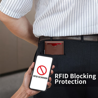 Men’s Genuine Leather RFID Bifold Wallet – Slim Front Pocket