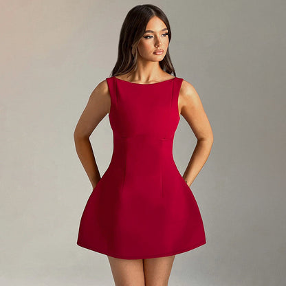 Women's Sexy Slim Backless Sleeveless Mini Dress