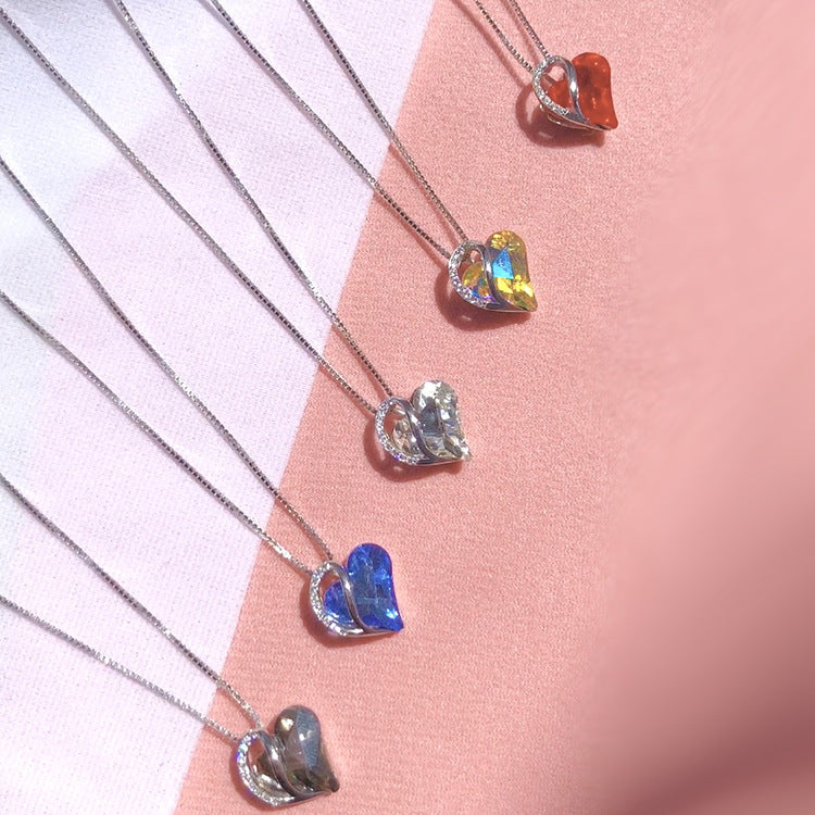925 Silver Heart Necklace – Geometric Pendant for Women