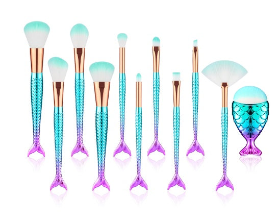 11Pcs Mermaid Makeup Brushes Set