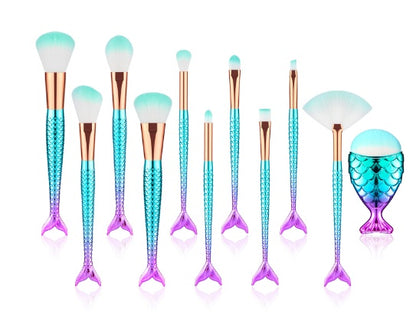 11Pcs Mermaid Makeup Brushes Set