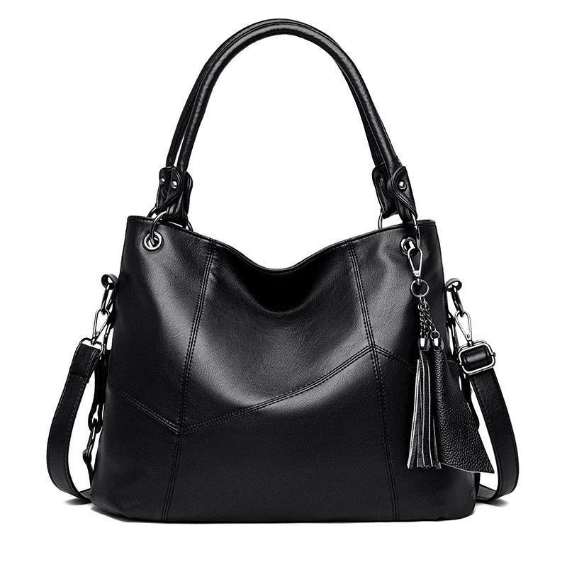 Women’s Large Capacity Leather Tassel Handbag