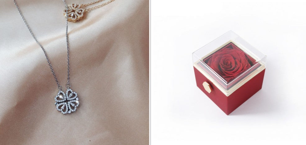 Women’s Zircon Four-leaf Clover Necklace – Multi-Wear Detachable Clavicle Chain