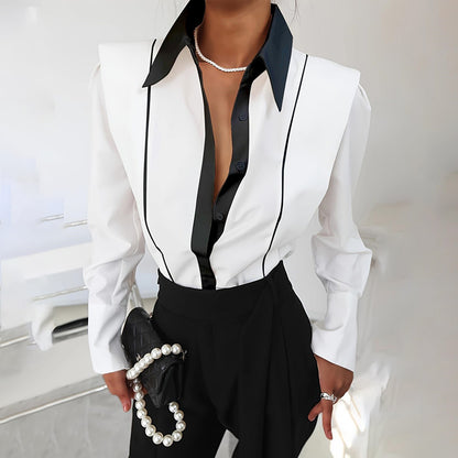 Women’s Black & White Colorblock Shirt