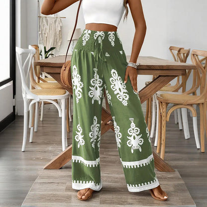 High Waist Wide Leg Pants – Geometric Print