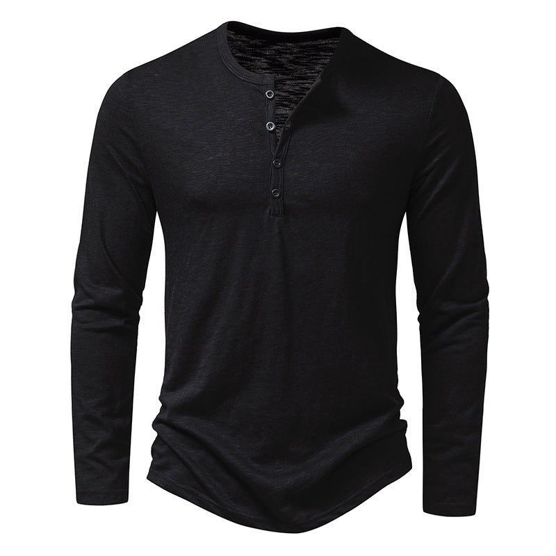 Men’s Solid Color Long Sleeve T-Shirt – Casual Pullover Top