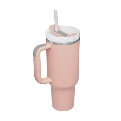 40 oz Insulated Tumbler with Handle & Straw – Stainless Steel Spill-Proof Travel Mug for Car, Office, Gym