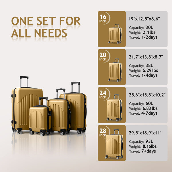 Vertical Striped 4-in-1 Luggage Set – Durable Travel Suitcase