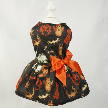 Halloween Pumpkin Pet Dress – Small Dog & Cat Party Costume