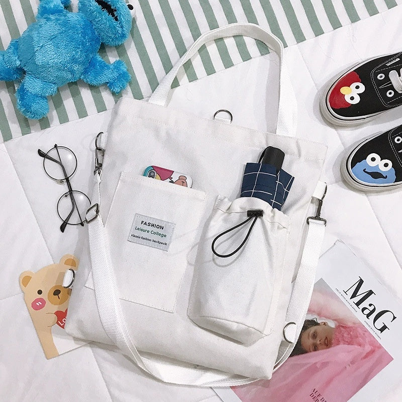 Harajuku Canvas Student Backpack with Pockets