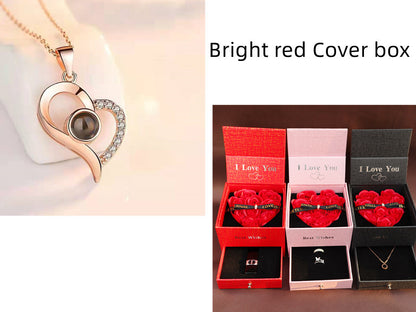 Valentine’s Day Metal Rose Jewelry Box – Necklace Gift