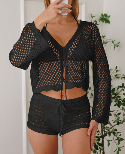 Women’s Cotton Hollow Cardigan Blouse