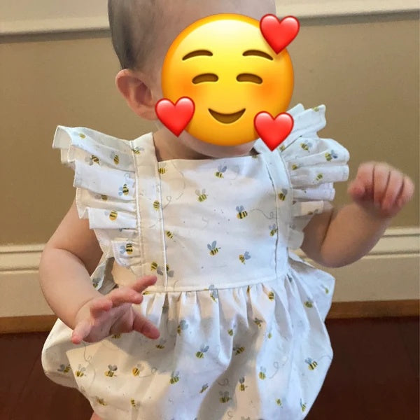 Baby Girl Bee Romper 1st Birthday Outfit Infant Bubble Romper