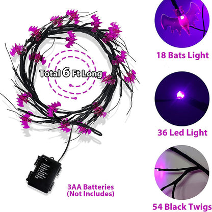 Halloween LED String Lights – Bat & Pumpkin Party Decorations