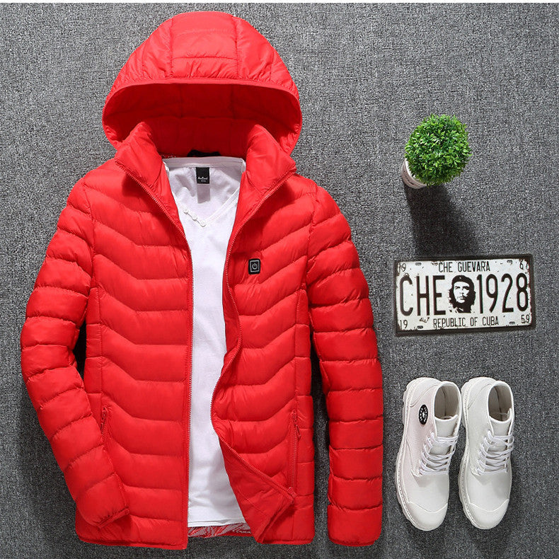 Men's USB Heated Jacket – Electric Thermal Winter Coat with Heating Pads